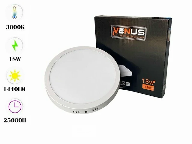 10 x led paneel 18w - led smd - opbouw - rond - 3000k (warm wit) - afbeelding 1 van  5