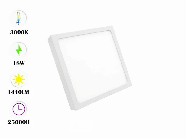 10 x led paneel 18w - led smd - opbouw - vierkant - 3000k (warm wit) - afbeelding 3 van  5