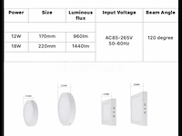 10 x led paneel 18w - led smd - opbouw - vierkant - 6500k (daglicht) - afbeelding 3 van  4