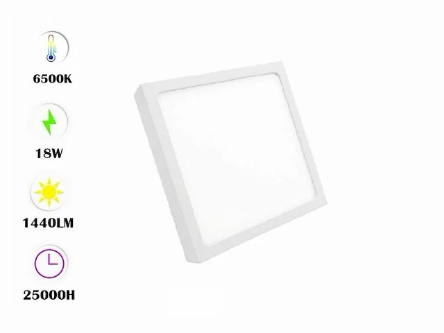 10 x led paneel 18w - led smd - opbouw - vierkant - 6500k (daglicht) - afbeelding 1 van  5