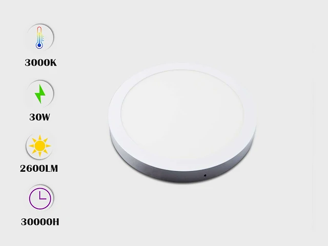 10 x led-paneel – ronde opbouwmontage – 30w – 3000k – warm wit - afbeelding 1 van  4