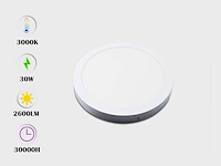 10 x led-paneel – ronde opbouwmontage – 30w – 3000k – warm wit - afbeelding 1 van  4