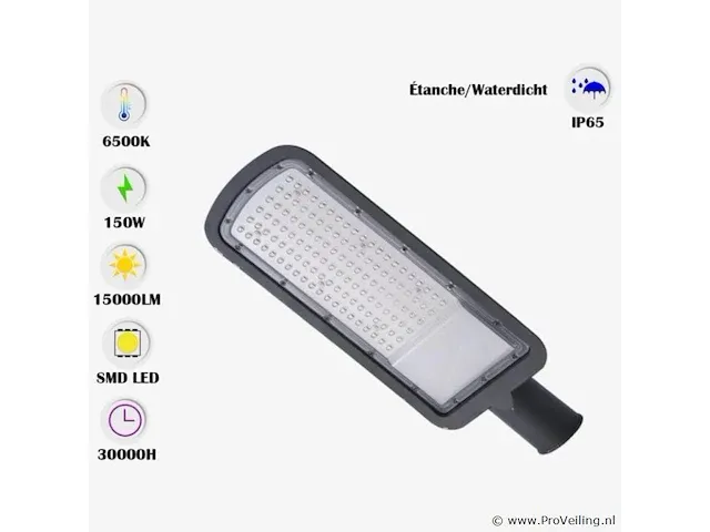 10 x led straatverlichting 150w - 6500k koud wit - afbeelding 1 van  5