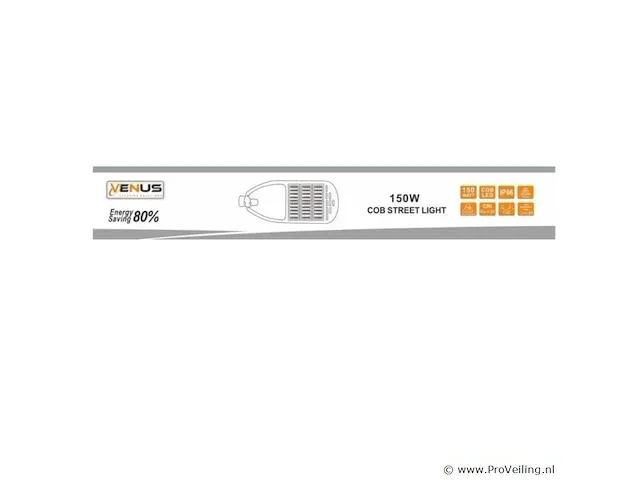 10 x led straatverlichting 150w met sensor - 6500k koud wit - afbeelding 5 van  5