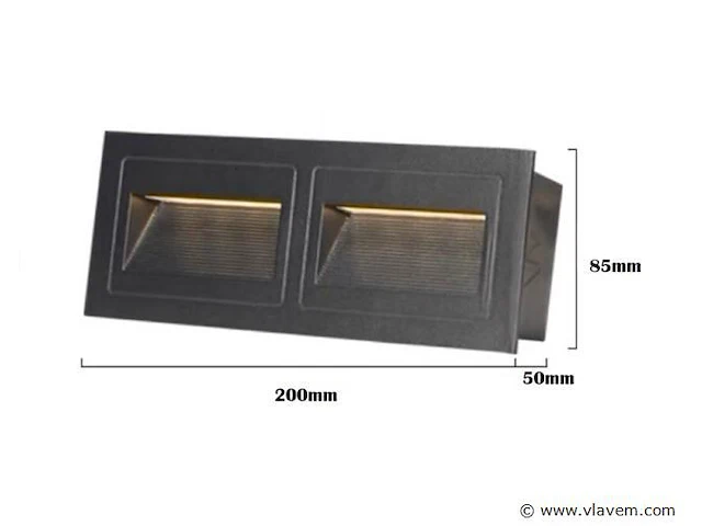 10 x led trapverlichting 3w – 270 lm – 3000k warm wit – ip65 waterdicht – rechthoekig – antraciet - afbeelding 2 van  3