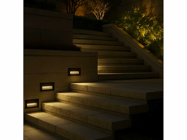 10 x led trapverlichting 6w – 540 lm – 3000k witc warm – ip65 waterdicht – rechthoekig – antraciet (ly05) - afbeelding 2 van  3