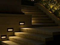 10 x led trapverlichting 6w – 540 lm – 3000k witc warm – ip65 waterdicht – rechthoekig – antraciet - afbeelding 2 van  3