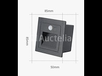 10 x led trapverlichting met sensor – 3w – 270 lm – 3000k witwarm – ip65 waterdicht – inbouw vierkant – antraciet (ly03) - afbeelding 1 van  4