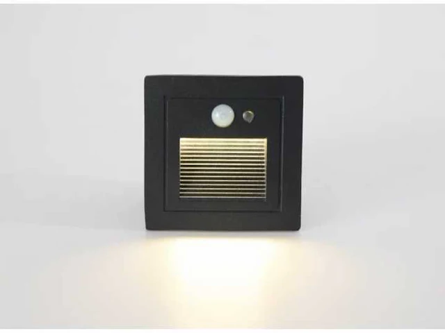 10 x led trapverlichting met sensor – 3w – 270 lm – 3000k witwarm – ip65 waterdicht – inbouw vierkant – antraciet (ly03) - afbeelding 2 van  4