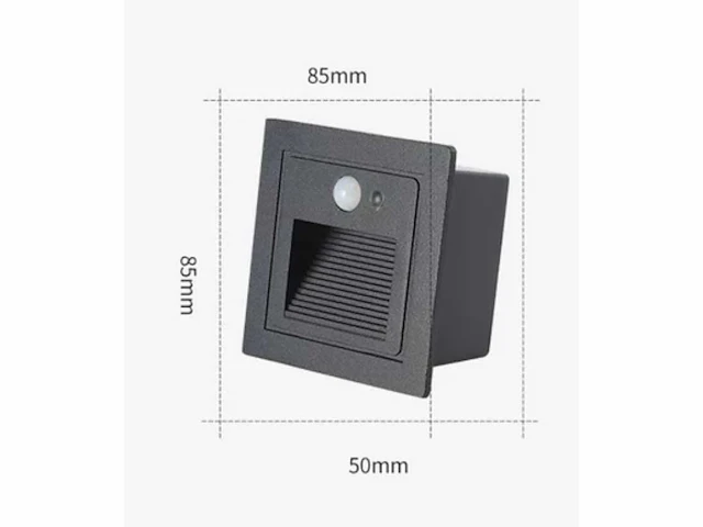 10 x led trapverlichting met sensor – 3w – 270 lm – 3000k witwarm – ip65 waterdicht – inbouw vierkant – antraciet (ly03) - afbeelding 3 van  4
