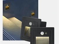 10 x led trapverlichting met sensor – 3w – 270 lm – 3000k witwarm – ip65 waterdicht – inbouw vierkant - afbeelding 1 van  4