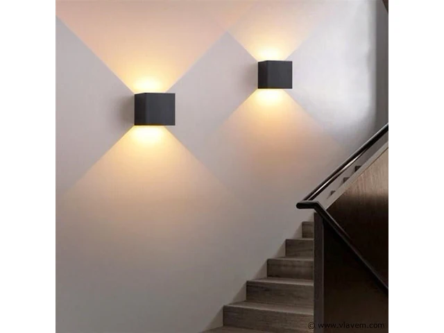 10 x led wandlamp - bidirectioneel - 10w - kubus zwart (sw-2312-2) - afbeelding 3 van  5