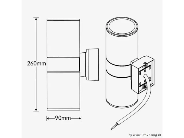 10 x led wandlamp - bidirectioneel - cilinder (sw-2302-2e) - e27 fitting - afbeelding 2 van  4