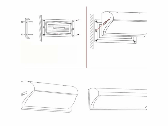 10 x led wandlamp 12w - warm wit 3500k (saw-05) - afbeelding 4 van  4