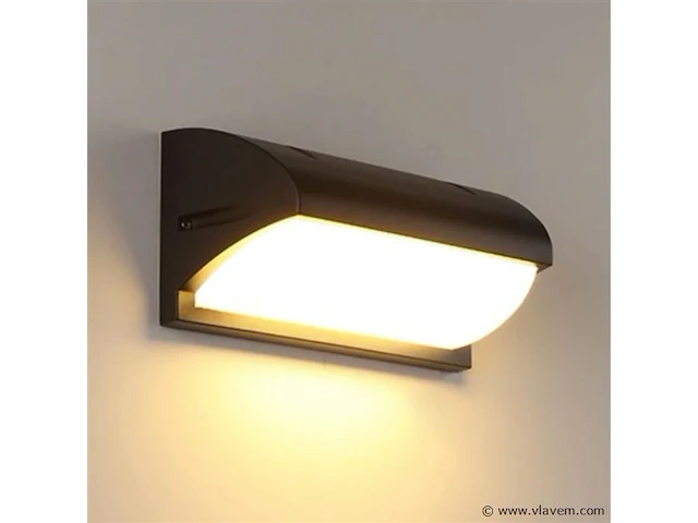10 x led wandlamp 12w – 3500k neutraal wit – zwart – ip54 (saw-05) - afbeelding 2 van  4