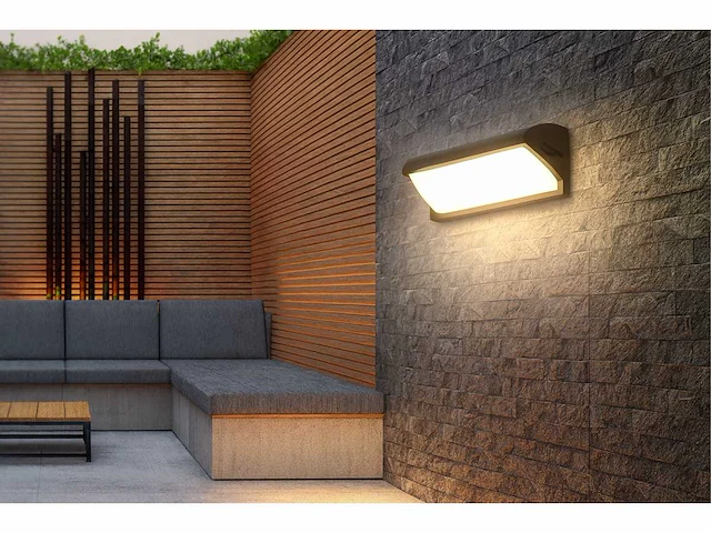 10 x led wandlamp 12w – 3500k neutraal wit – zwart – ip54 (saw-05) - afbeelding 1 van  4