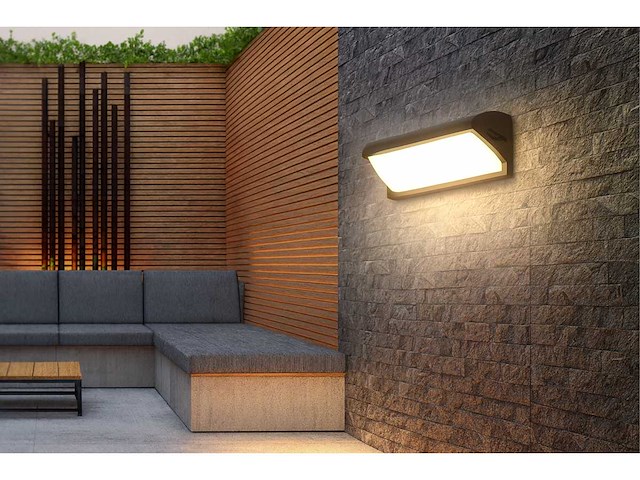 10 x led wandlamp 12w – 3500k neutraal wit – zwart – ip54 (saw-05) - afbeelding 1 van  4