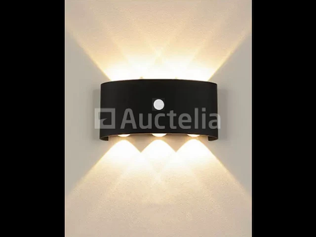 10 x led wandlamp met detector – sw-2310-3 – 6w – 3500k warm wit – zwart – ip54 – aluminium - afbeelding 1 van  3