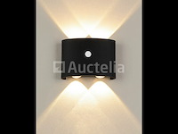 10 x led wandlamp met sensor – sw-2310-2 – 4w – 3500k warm wit – zwart – ip54 – aluminium - afbeelding 2 van  4