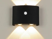 10 x led wandlamp met sensor – sw-2310-2 – 4w – 3500k warm wit – zwart – ip54 – aluminium - afbeelding 1 van  2