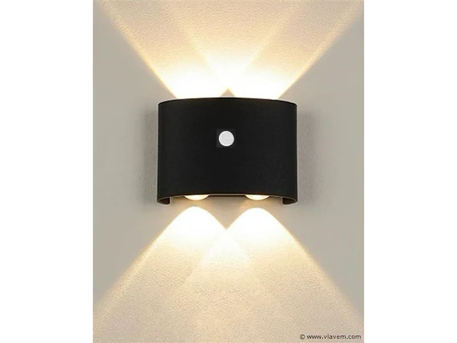 10 x led wandlamp met sensor – sw-2310-2 – 4w – 3500k warm wit – zwart – ip54 – aluminium - afbeelding 1 van  2