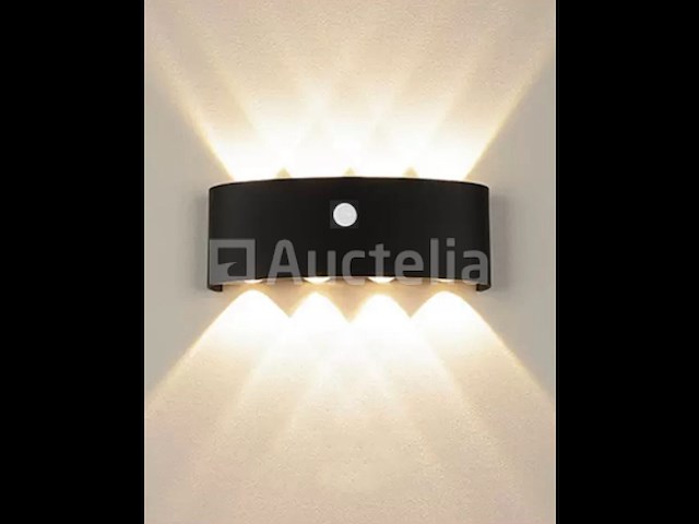 10 x led wandlamp met sensor – sw-2310-4 – 8w – 3500k warm wit – zwart – ip54 – aluminium - afbeelding 3 van  3