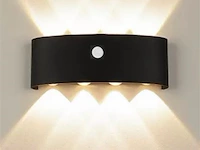 10 x led wandlamp met sensor – sw-2310-4 – 8w – 3500k warm wit – zwart – ip54 – aluminium - afbeelding 1 van  3
