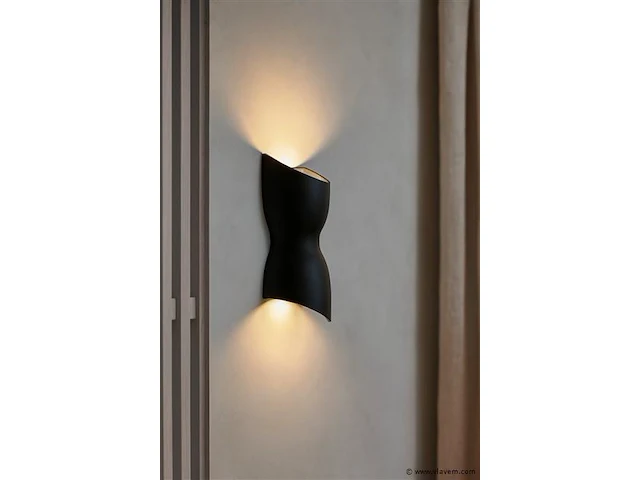 10 x led wandlamp torsvorm – 2 x 5w – 3500k neutraal wit – zwart – ip54 (sw-159) - afbeelding 1 van  4