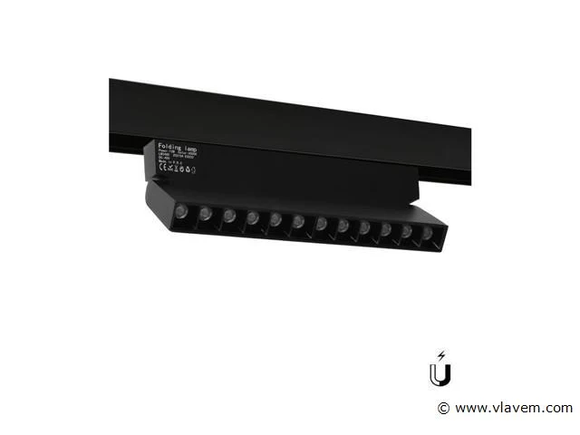 10 x libra spot draaibare lineaire led op magnetische rail 48v - 4000k neutraal wit -12w - zwart - afbeelding 1 van  5