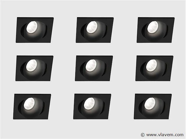 10 x neo square led design inbouwspots zwart - afbeelding 1 van  8
