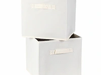 10 x opvouwbare opbergbox - stof - beige - 28 x 28 x h27 cm. - by malip - afbeelding 1 van  3