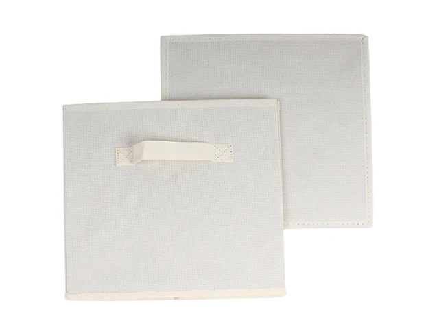 10 x opvouwbare opbergbox - stof - beige - 28 x 28 x h27 cm. - by malip - afbeelding 2 van  3