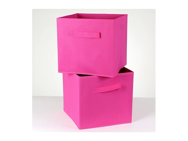 10 x opvouwbare opbergbox - stof - roze - 28 x 28 x h27 cm. - by malip - afbeelding 1 van  3