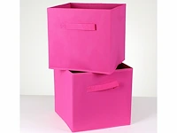10 x opvouwbare opbergbox - stof - roze - 28 x 28 x h27 cm. - by malip - afbeelding 1 van  3