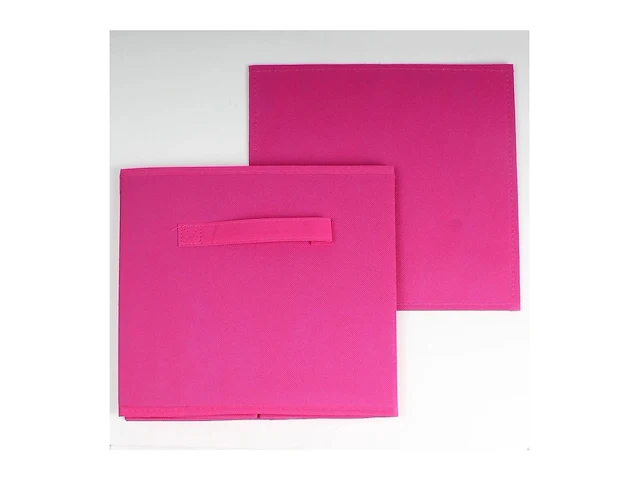 10 x opvouwbare opbergbox - stof - roze - 28 x 28 x h27 cm. - by malip - afbeelding 2 van  3