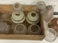 10 x oude glazen lampenkapjes, verschillende modellen - 1 lot - afbeelding 2 van  2