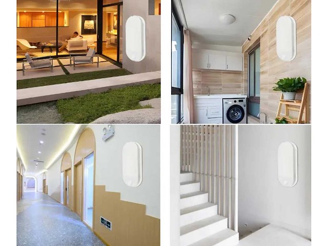 10 x ovaal led plafondlamp met sensor – 15w – 6500k koud wit – ip54 – bewegingssensor – waterdicht - afbeelding 1 van  4