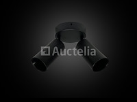 10 x plafondlamp rond gu10 – 2 draaibare spots – zwart – aluminium – ø120 mm – ip20 - afbeelding 1 van  4