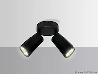 10 x plafondlamp rond gu10 – 2 draaibare spots – zwart – aluminium – ø120 mm – ip20 - afbeelding 3 van  4
