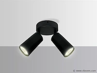 10 x plafondlamp rond gu10 – 2 draaibare spots – zwart – aluminium – ø120 mm – ip20 - afbeelding 3 van  4