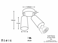 10 x plafondlamp rond gu10 – 2 draaibare spots – zwart – aluminium – ø120 mm – ip20 - afbeelding 4 van  4