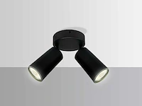 10 x plafondlamp rond gu10 – 2 draaibare spots – zwart – aluminium – ø120 mm – ip20 - afbeelding 3 van  4