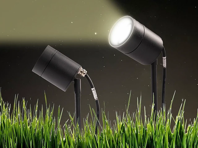 10 x prikspot tuinlamp gu10 fitting zand zwart draaibaar waterdicht - afbeelding 1 van  6