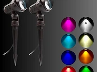 10 x rgb led-spot – ip54waterdicht – aluminium – ø60 mm – inclusief lamp - afbeelding 1 van  4
