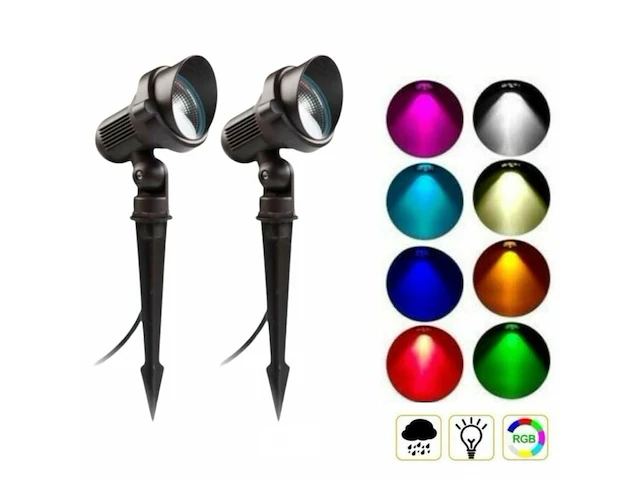 10 x rgb led-spot – ip54waterdicht – aluminium – ø60 mm – inclusief lamp - afbeelding 5 van  5