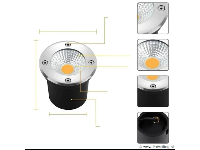 10 x ronde led grondspot 7w – 600 lm – ip65 waterdicht – ø80 mm – rvs – buiten (sgd-2803) - afbeelding 3 van  5