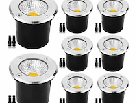 10 x ronde led grondspot 7w – 600 lm – ip65 waterdicht – ø80 mm – rvs – buiten (sgd-2803) - afbeelding 1 van  5