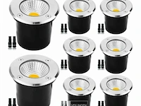 10 x ronde led grondspot 7w – 600 lm – ip65 waterdicht – ø80 mm – rvs – buiten (sgd-2803) - afbeelding 1 van  6