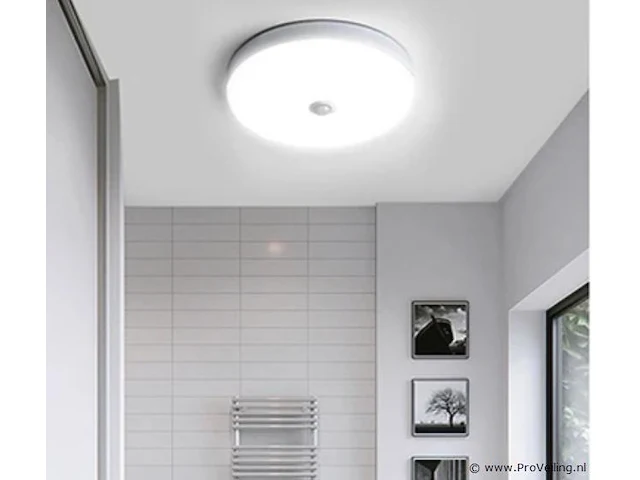 10 x ronde led plafondlamp met sensor – 20w – 6500k koud wit – ip54 – bewegingssensor – waterdicht - afbeelding 1 van  4