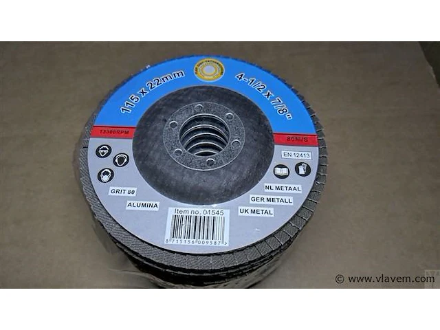 10 x slijpschijf lammellenschijf 115x22mm, metaal, grit 80 - afbeelding 1 van  2
